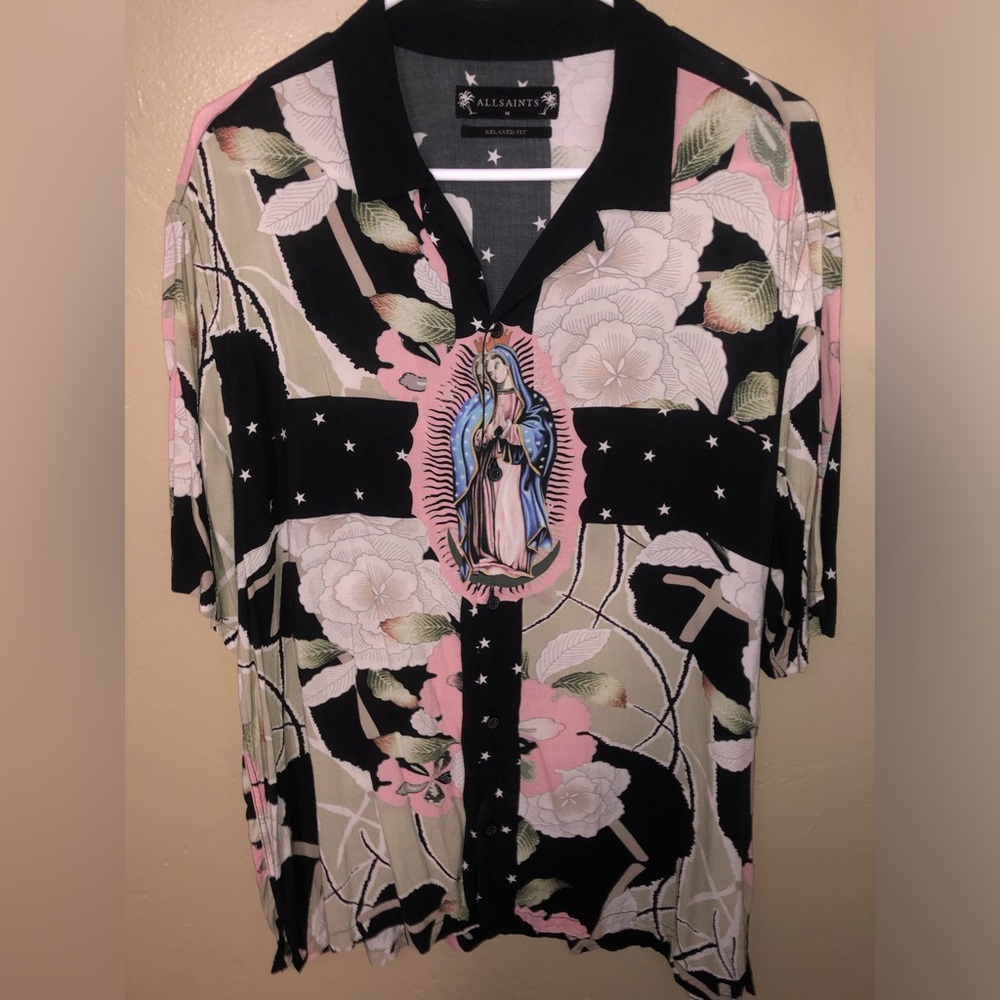 All Saints Pink and Black Button Down Shirt (Men’s Medium)
